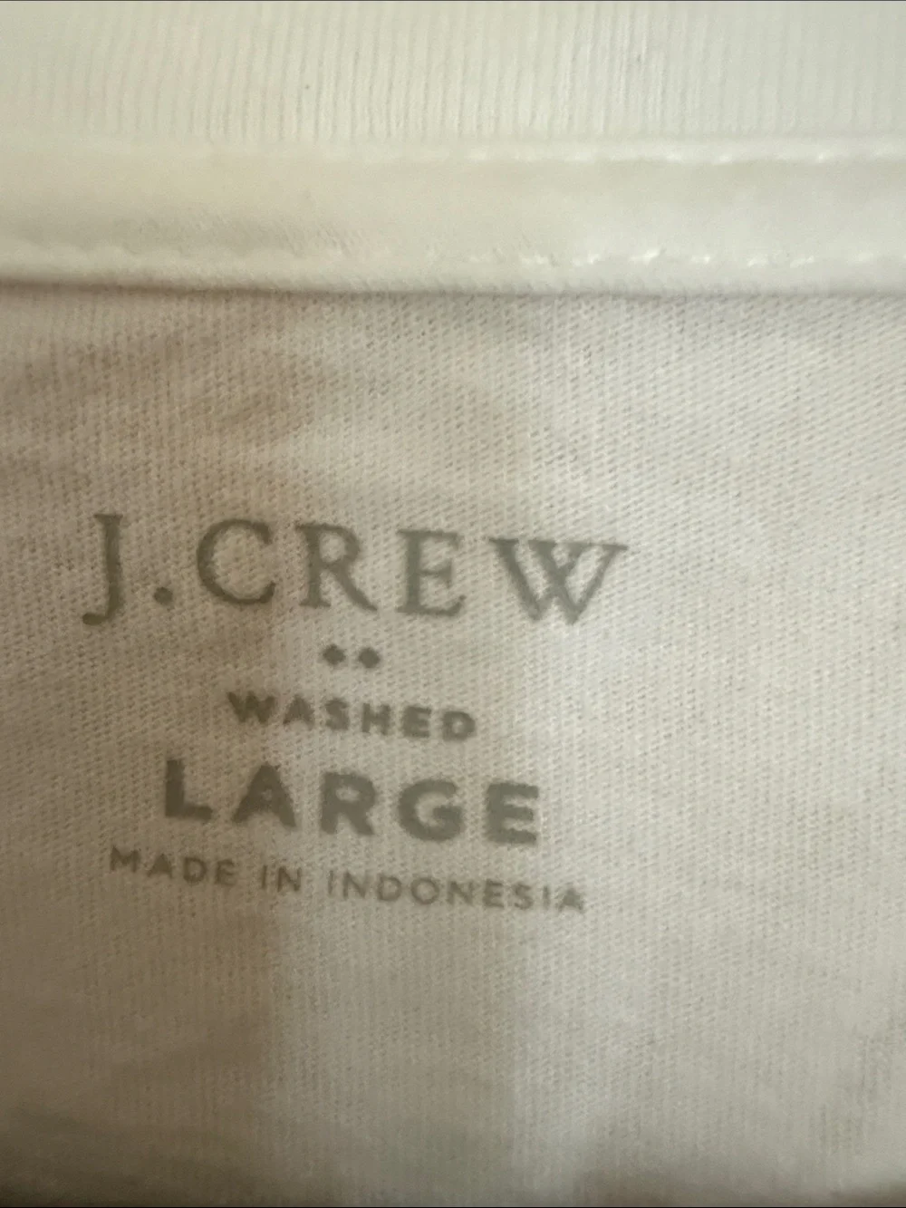 J. Crew Men's Washed White‎ 100% Cotton Long-Sleeve Crewneck Tee Size Large